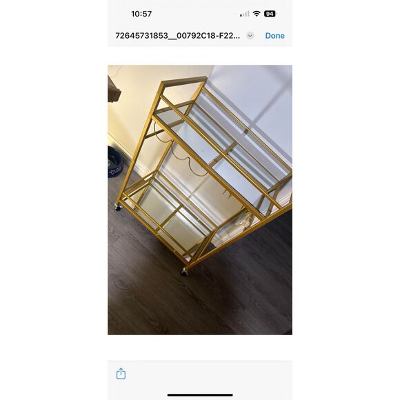 Mobile Kitchen Shelf with Wine Rack and Glass Holder, Rolling Beverage Cart - Picture 3 of 4